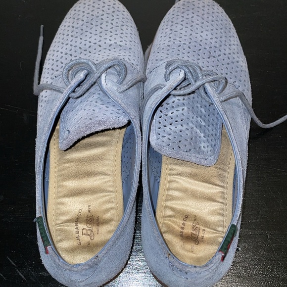 Anthropologie G.H.Bass & Co Ellis Light Blue Perforated Suede Oxford Loafer US 9 - Picture 13 of 13